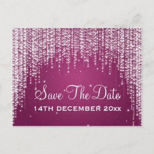 Elegant Save The Date Night Dazzle Berry Pink Aankondigingskaart