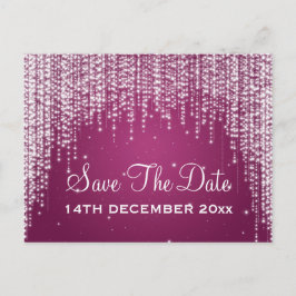 Elegant Save The Date Night Dazzle Berry Pink Aankondigingskaart