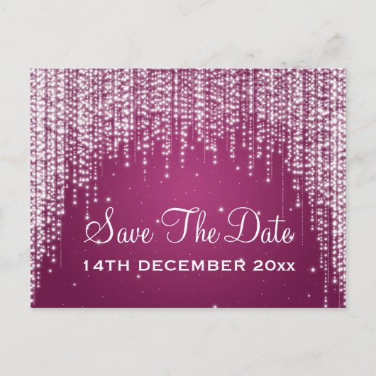 Elegant Save The Date Night Dazzle Berry Pink Aankondigingskaart (Voorkant)