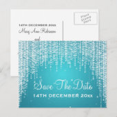 Elegant Save The Date Night Dazzle Blue Aankondigingskaart (Voorkant / Achterkant)