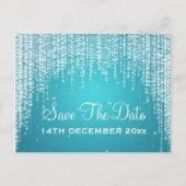 Elegant Save The Date Night Dazzle Blue Aankondigingskaart (Voorkant)