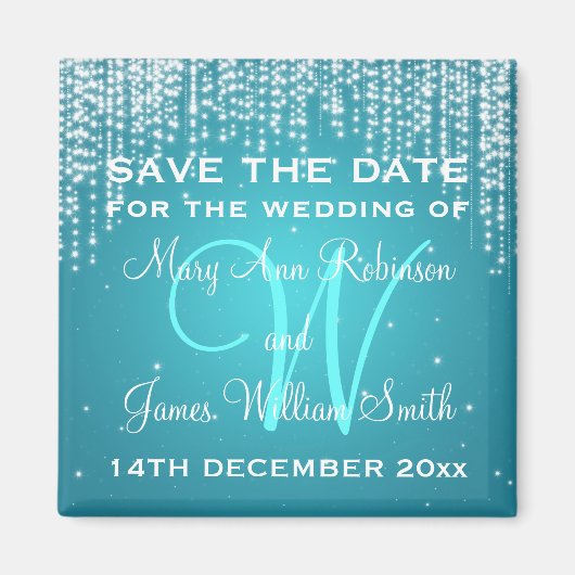 Elegant Save The Date Night Dazzle Blue Magneet (Voorkant)