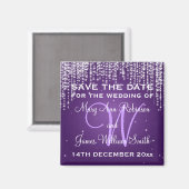 Elegant Save The Date Night Dazzle Paarse Magneet (Voorkant / Achterkant)