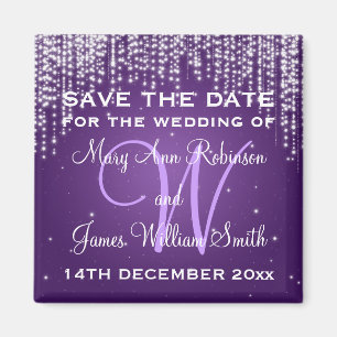 Elegant Save The Date Night Dazzle Paarse Magneet