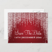 Elegant Save The Date Night Dazzle Rood Aankondigingskaart (Voorkant / Achterkant)