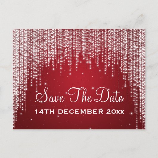 Elegant Save The Date Night Dazzle Rood Aankondigingskaart (Voorkant)