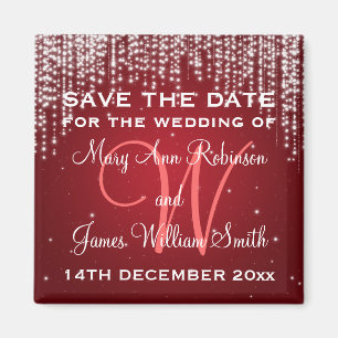Elegant Save The Date Night Dazzle Rood Magneet