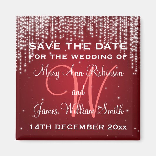 Elegant Save The Date Night Dazzle Rood Magneet (Voorkant)