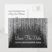 Elegant Save The Date Night Dazzle Zwart Aankondigingskaart (Voorkant / Achterkant)