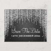 Elegant Save The Date Night Dazzle Zwart Aankondigingskaart (Voorkant)