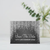 Elegant Save The Date Night Dazzle Zwart Aankondigingskaart (Staand voorkant)
