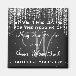 Elegant Save The Date Night Dazzle Zwart Magneet