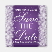 Elegant Save the Date Party Sparkle Paars Magneet (Voorkant)