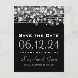 Elegant Save the Date Party Sparkles Silver Aankondigingskaart