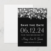 Elegant Save the Date Party Sparkles Silver Aankondigingskaart (Voorkant / Achterkant)