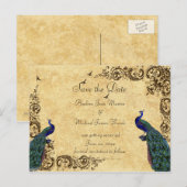 Elegant, Save the Date, Pauw, Maatwerk Aankondigingskaart (Voorkant / Achterkant)