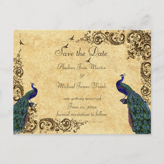 Elegant, Save the Date, Pauw, Maatwerk Aankondigingskaart (Voorkant)