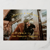 Elegant Save the Date Photo Gold Foil Invitation Folie Uitnodiging (Voorkant)