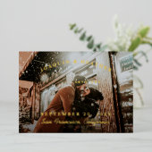 Elegant Save the Date Photo Gold Foil Invitation Folie Uitnodiging (Staand Voorkant)