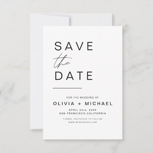Elegant Save the Date Photo Minimalist (Achterkant)
