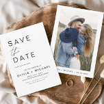 Elegant Save the Date Photo Minimalist<br><div class="desc">De Elegant van het huwelijk sparen de Kaarten van de Datum die een foto op de voorzijde hebben. Sparen de kaarten van de Datum bevatten een moderne hand geschreven kromme manuscripttypografie die elegant,  eenvoudig en modern zijn om na u minimalistische eenvoudige trouwdag te gebruiken viering.</div>
