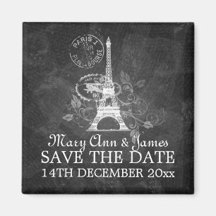 Elegant Save The Date Romantisch Parijs Zwart Magneet