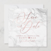 Elegant Save the Date Roos Gold Calligraphy Marble (Voorkant)
