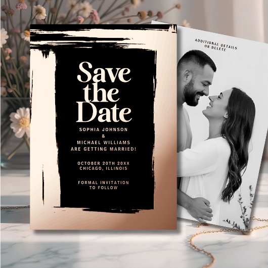 Elegant Save the Date Sjabloon Foto Roos Gold