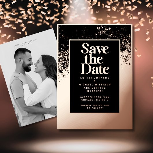 Elegant Save the Date Sjabloon Foto Roos Gold