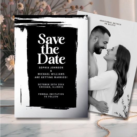 Elegant Save the Date Sjabloon Foto Zilverfolie