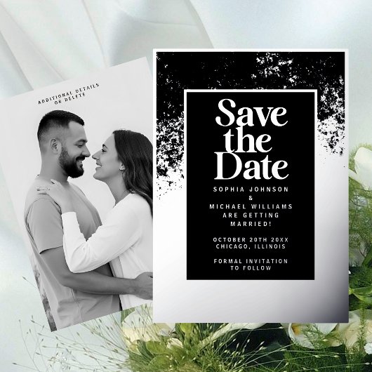 Elegant Save the Date Sjabloon Foto Zilverfolie