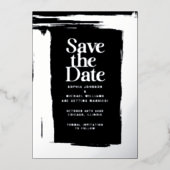 Elegant Save the Date Sjabloon Foto Zilverfolie (Voorkant)