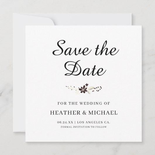 Elegant Save the Date Square Kaart (Voorkant)