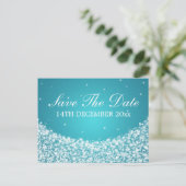 Elegant Save the Date Star Sparkle Blue Aankondigingskaart (Staand voorkant)