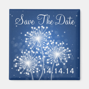 Elegant Save the Date Summer Sparkle Sapphire Blue Magneet
