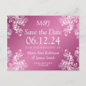 Elegant Save the Date Swirls 2 Roze Aankondigingskaart (Voorkant)