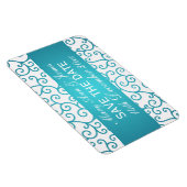 Elegant Save The Date Swirls Patroon Aqua Blue Magneet (Rechterzijde)