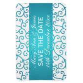 Elegant Save The Date Swirls Patroon Aqua Blue Magneet (Verticaal)
