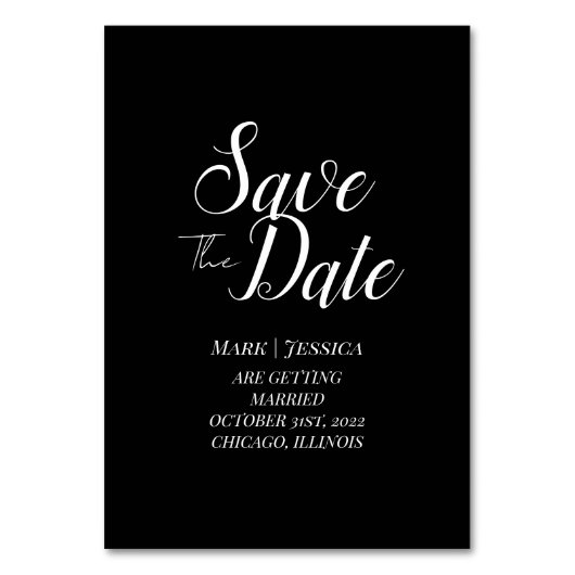 Elegant Save The Date Table Card Kaart (Voorkant)