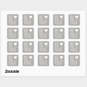 elegant " save the date " trouwliefde grijs vierkante sticker (Vel)