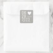 elegant " save the date " trouwliefde grijs vierkante sticker (Tas)