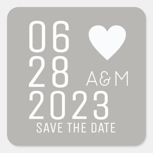 elegant " save the date " trouwliefde grijs vierkante sticker (Voorkant)