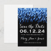 Elegant Save the Date Vallende Sterren Saffier Bla Aankondigingskaart (Voorkant / Achterkant)