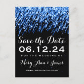 Elegant Save the Date Vallende Sterren Saffier Bla Aankondigingskaart (Voorkant)
