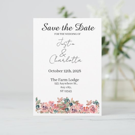 Elegant Save the Date Wedding Card (Staand voorkant)