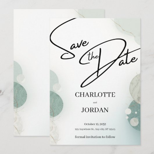 Elegant Save the Date Wedding Invitation (Voorkant / Achterkant)