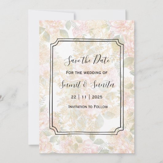 Elegant Save the Date Wedding Invitation Card Kaart (Voorkant)