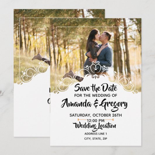 Elegant Save the Date Wedding Kaart (Voorkant / Achterkant)