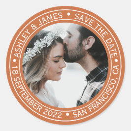 Elegant Save the Date Wedding Photo Envelope Seal Ronde Sticker
