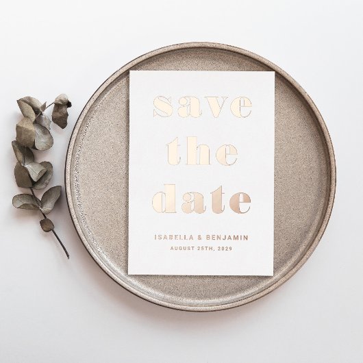 Elegant Save the Date Wedding Roos Gold Foil Folie Uitnodiging